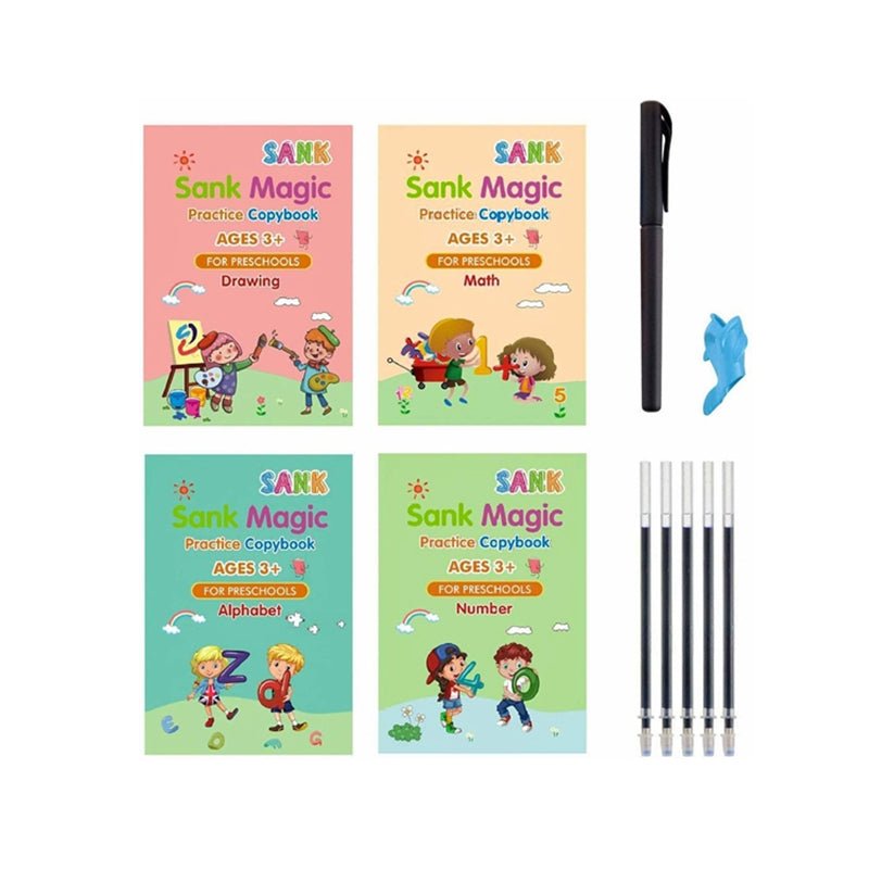 Magic Practice Copybook for Kids, Reusable Writing Practice Book for Kids, Reusable Copybook Preschool for Kids Age 3-8 Calligraphy(5 Books with pens)