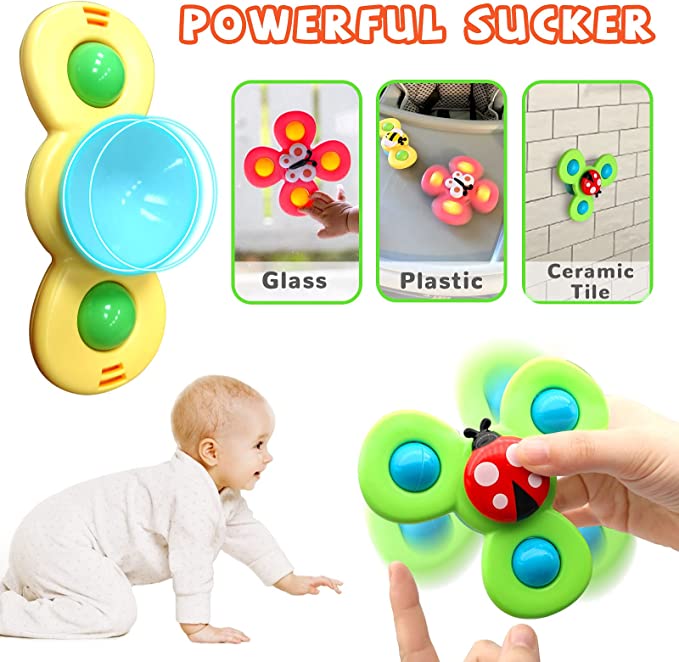 Suction Cup Spinner Toy: Animal Fidget Spinner (Bee, Butterfly