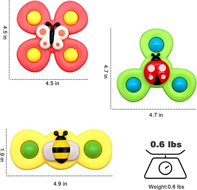 Suction Cup Spinner Toy: Animal Fidget Spinner (Bee, Butterfly